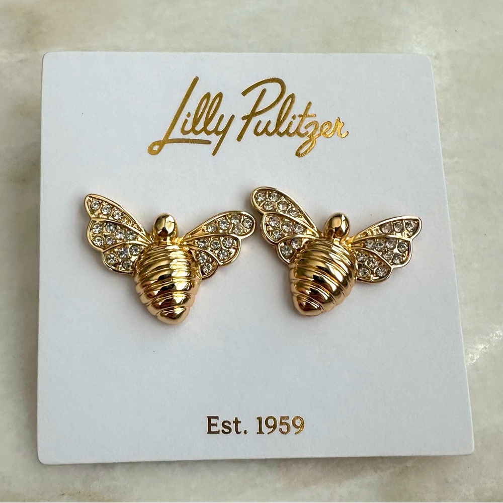NWT Lilly Pulitzer gold Bee earrings 🐝